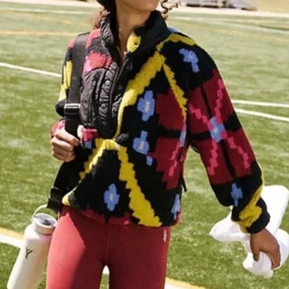 Free People Movement Hit The Slopes Rocky Ridge Sherpa Jacket Moroccan Night L - Picture 2 of 6